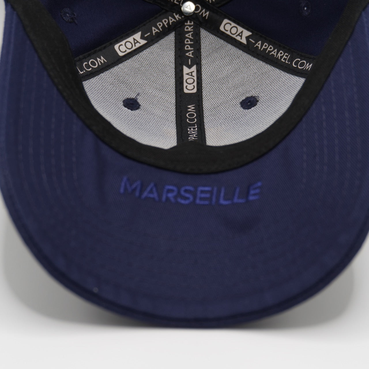 Casquette marseille coton bleu marine inside